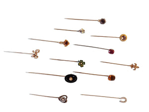 Antique Stick Pins 14k Yellow Gold Vintage Pins - Joseph Diamonds