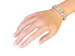 Art Deco Bracelet 12.5tcw Diamonds in Platinum with Colombian Emeralds - Joseph Diamonds