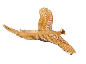 E. Wolf & Co London Bespoke Bird Brooch 18k Yellow Gold VS Diamonds - Joseph Diamonds