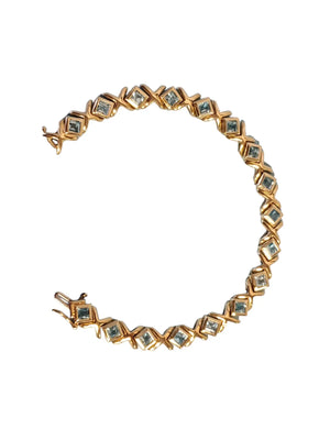 Estate 10k Yellow Gold Topaz Designer Bracelet - Joseph Diamonds