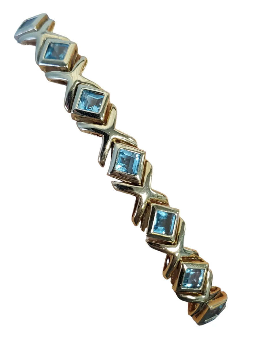 Estate 10k Yellow Gold Topaz Designer Bracelet - Joseph Diamonds