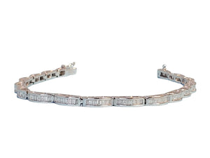 Estate 14k White Gold Diamond Baguette Bracelet, 3tcw Diamonds - Joseph Diamonds