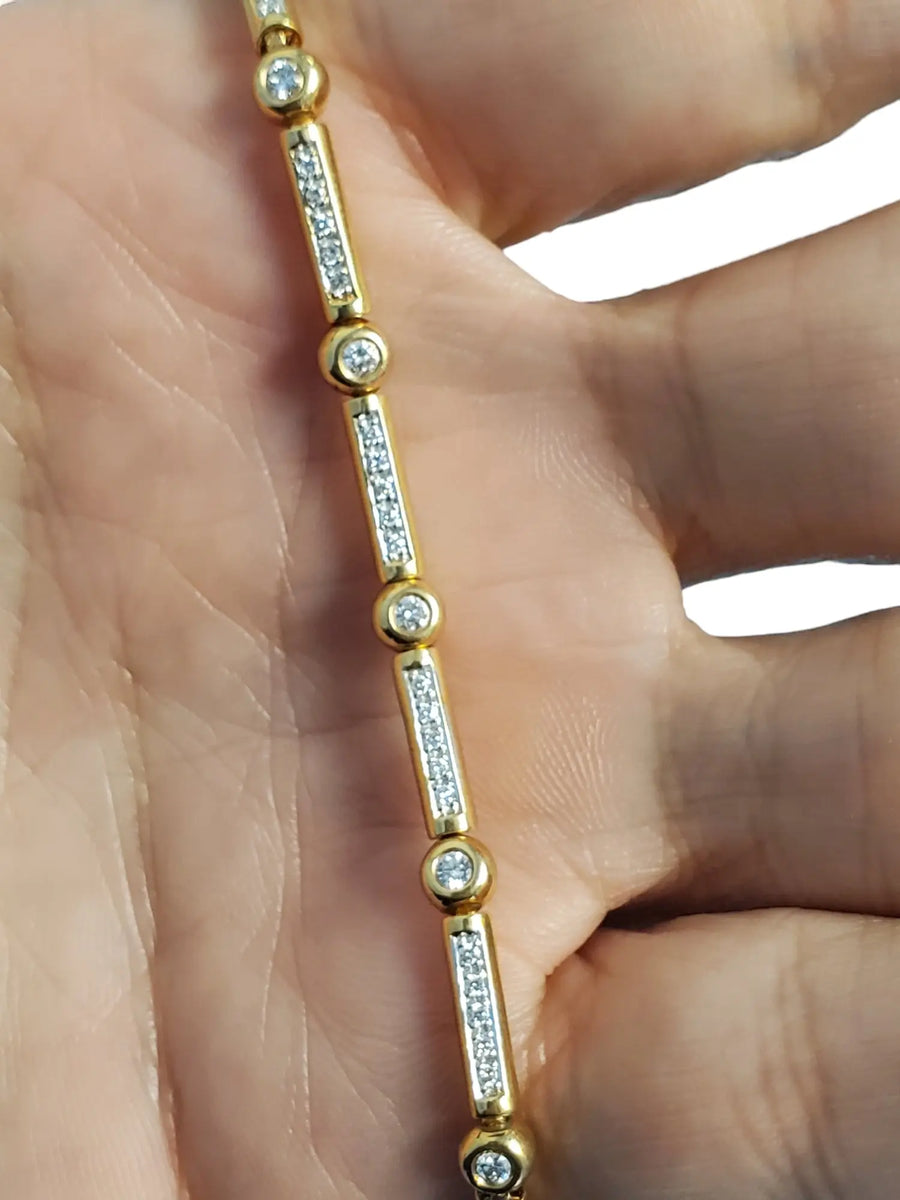 Estate 14k Yellow Gold and Diamond Designer Bracelet - Joseph Diamonds