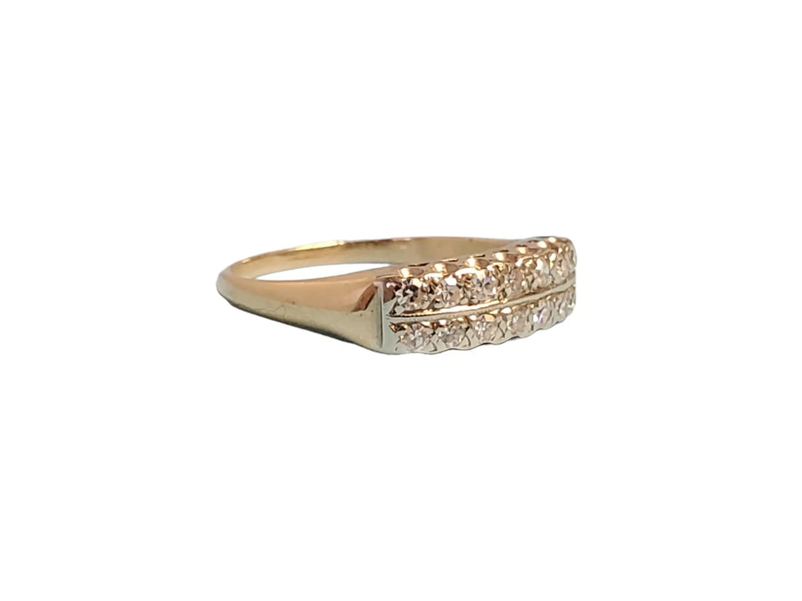 Estate 14k white gold Vintage, Antique Diamond Ring circa 1940's Diamond Band - Joseph Diamonds