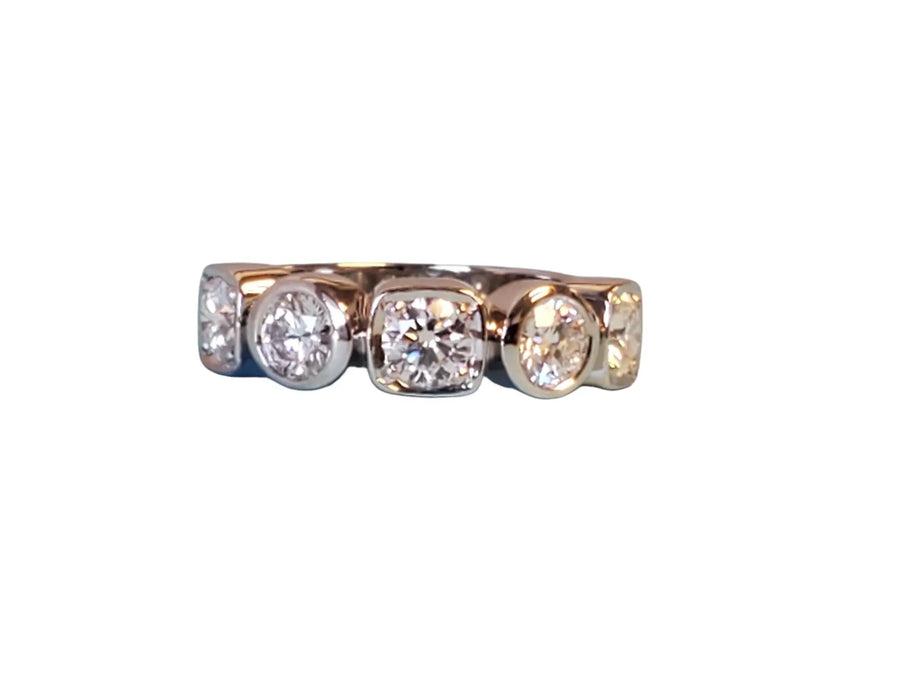Estate Band Heavy Platinum Ring Custom 2tcw white VS-SI diamonds 5 stones - Joseph Diamonds