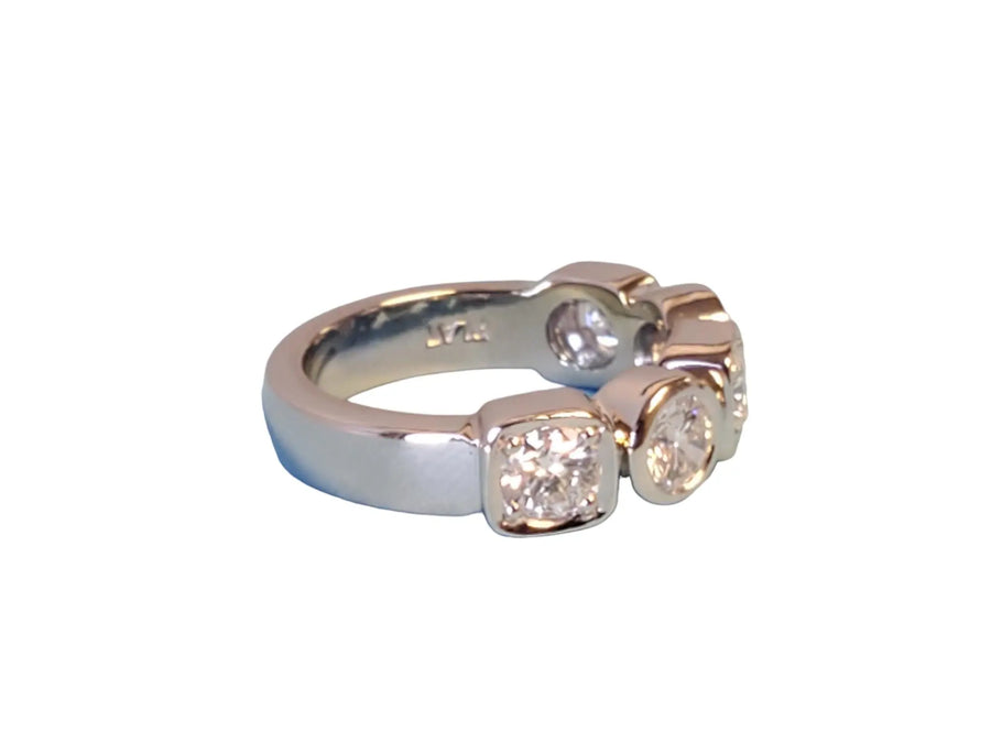 Estate Band Heavy Platinum Ring Custom 2tcw white VS-SI diamonds 5 stones - Joseph Diamonds