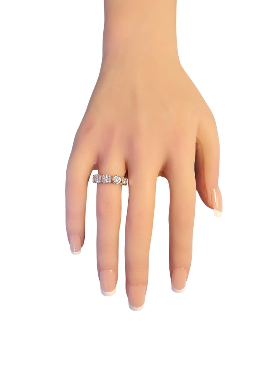 Estate Band Heavy Platinum Ring Custom 2tcw white VS-SI diamonds 5 stones - Joseph Diamonds