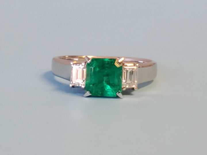 Estate Colombian emerald 1.13ct diamond ring - Joseph Diamonds