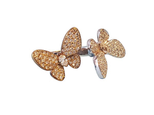 Estate Designer 18k Butterfly Diamonds Ring .74tcw VS Diamonds White & Rose Gold - Joseph Diamonds