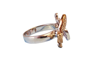 Estate Designer 18k Butterfly Diamonds Ring .74tcw VS Diamonds White & Rose Gold - Joseph Diamonds