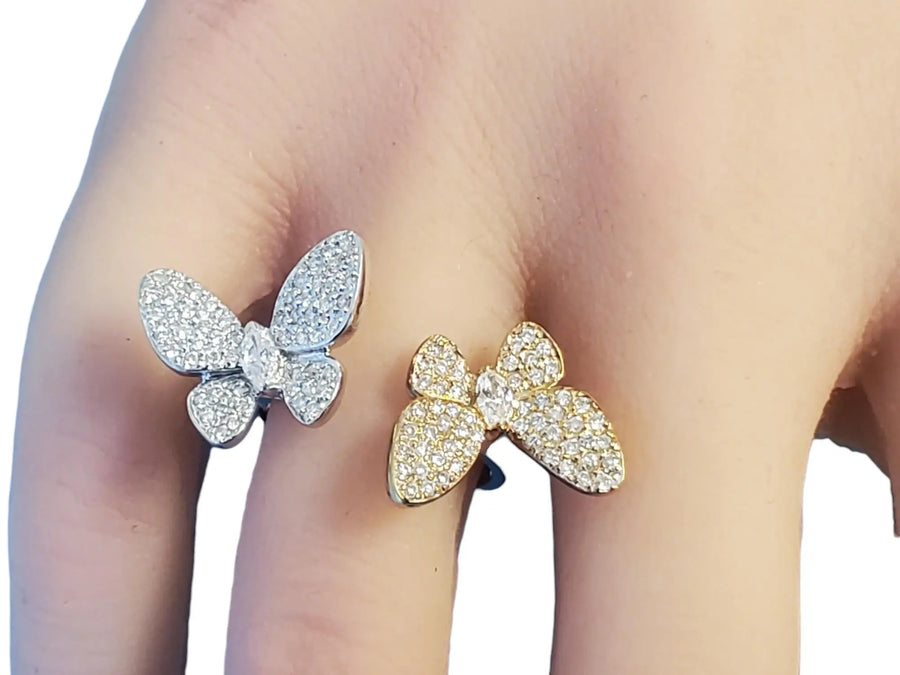 Estate Designer 18k Butterfly Diamonds Ring .74tcw VS Diamonds White & Rose Gold - Joseph Diamonds