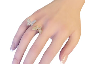 Estate Designer 18k Butterfly Diamonds Ring .74tcw VS Diamonds White & Rose Gold - Joseph Diamonds