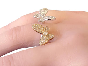 Estate Designer 18k Butterfly Diamonds Ring .74tcw VS Diamonds White & Rose Gold - Joseph Diamonds