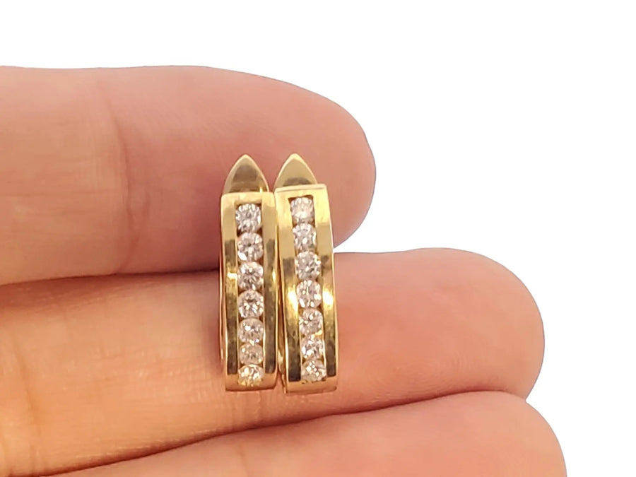 Estate Designer Diamond Earrings 18k Yellow Gold Signed Kurt Gutmann - Joseph Diamonds