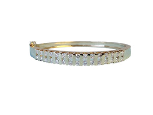 Estate Diamond Bangle Heavy 14k Yellow Gold Diamond Bracelet - Joseph Diamonds