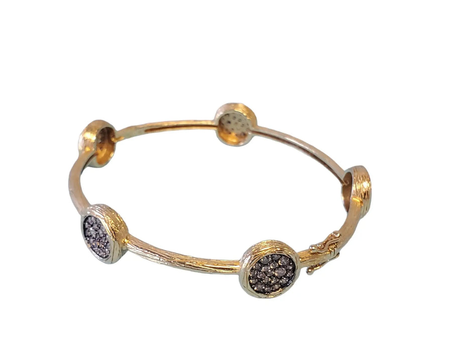 Estate Fine Bangle 14k Yellow Gold 1.59tcw Chocolate Diamonds Matte Scraped - Joseph Diamonds