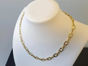Estate Fine Gold Chain 18k Hammered Gold Link Necklace Toggle Clasp - Joseph Diamonds