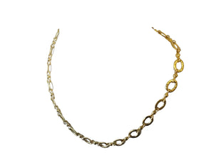 Estate Fine Gold Chain 18k Hammered Gold Link Necklace Toggle Clasp - Joseph Diamonds