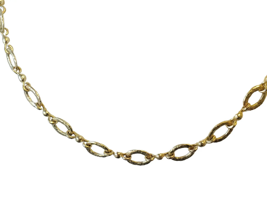 Estate Fine Gold Chain 18k Hammered Gold Link Necklace Toggle Clasp - Joseph Diamonds