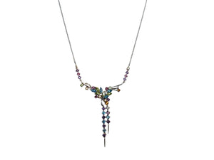 Estate Fine Necklace 14k White Gold Diamond and Gems Multicolor - Joseph Diamonds