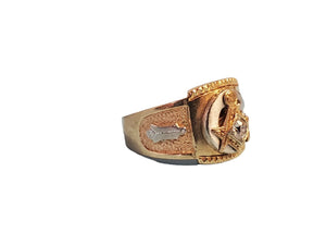 Estate Mason Ring 10k gold Masonic Ring .33ct Old Euro Diamond - Joseph Diamonds
