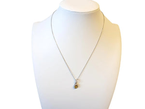 Estate Yellow Oval Sapphire and Diamond Necklace White Gold Pendant Link Chain - Joseph Diamonds