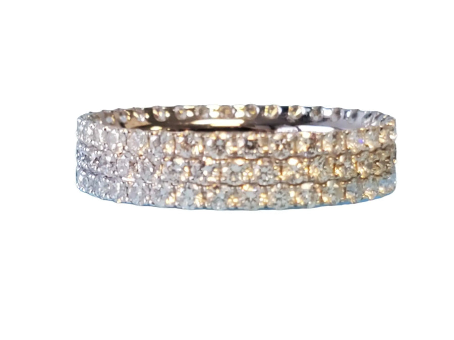 Eternity Band 1.61tcw 3 Row 18k White Gold White VS Diamonds New Close Out ring - Joseph Diamonds