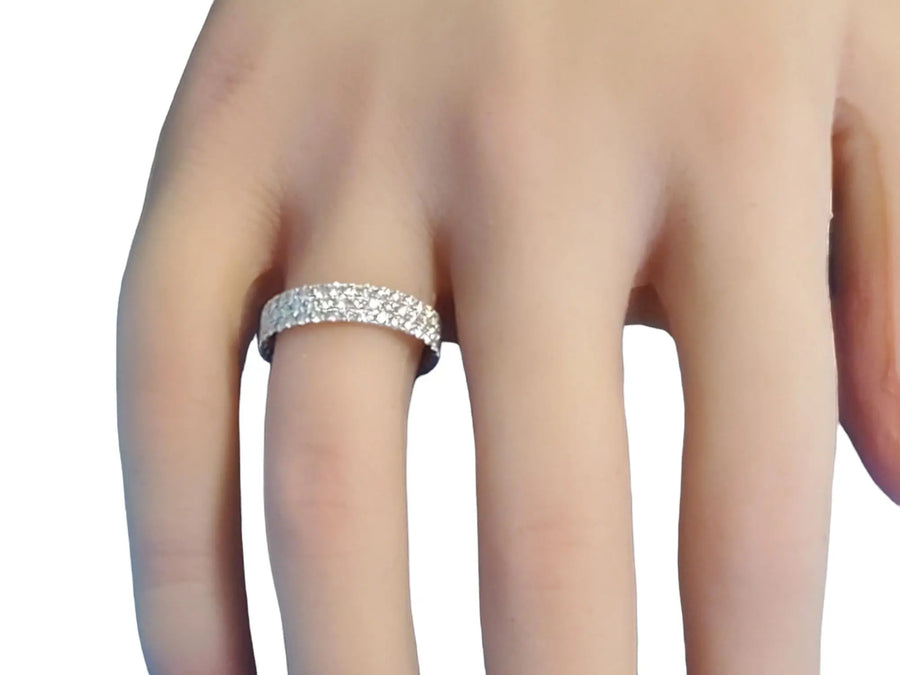Eternity Band 1.61tcw 3 Row 18k White Gold White VS Diamonds New Close Out ring - Joseph Diamonds