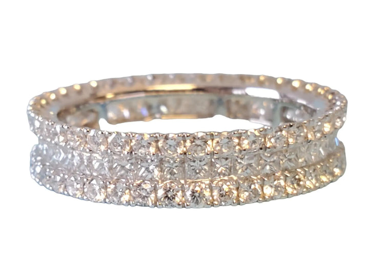 Eternity Band 1.89tcw 3 Row 18k White Gold White VS Diamonds New Close Out ring - Joseph Diamonds