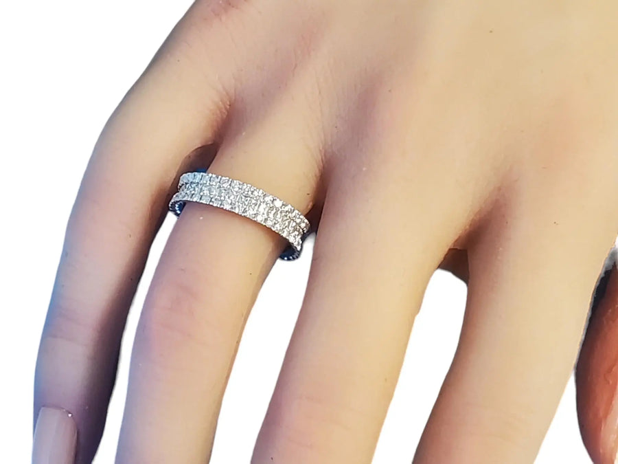 Eternity Band 1.89tcw 3 Row 18k White Gold White VS Diamonds New Close Out ring - Joseph Diamonds