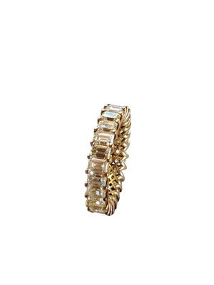 Eternity Diamond Band, Ring 18k yellow gold 6.09tcw VS Light Yellow Emerald Cuts - Joseph Diamonds