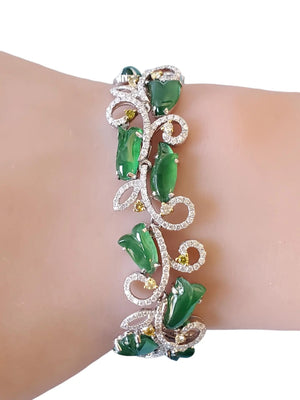 Jade and Diamond Bracelet 4.18tcw diamond and Spectacular Translucent Jade - Joseph Diamonds