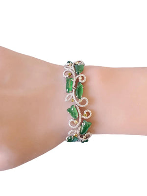 Jade and Diamond Bracelet 4.18tcw diamond and Spectacular Translucent Jade - Joseph Diamonds