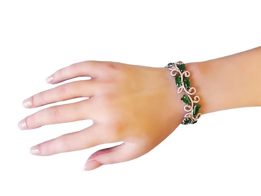 Jade and Diamond Bracelet 4.18tcw diamond and Spectacular Translucent Jade - Joseph Diamonds