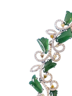 Jade and Diamond Bracelet 4.18tcw diamond and Spectacular Translucent Jade - Joseph Diamonds