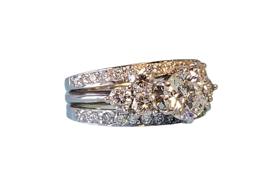 Estate 14k 1.84tcw Engagement Rind with Wedding Bands