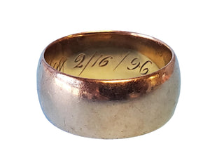 Antique 18k Yellow Gold Wide Band Heavy Engraved Circa 1896