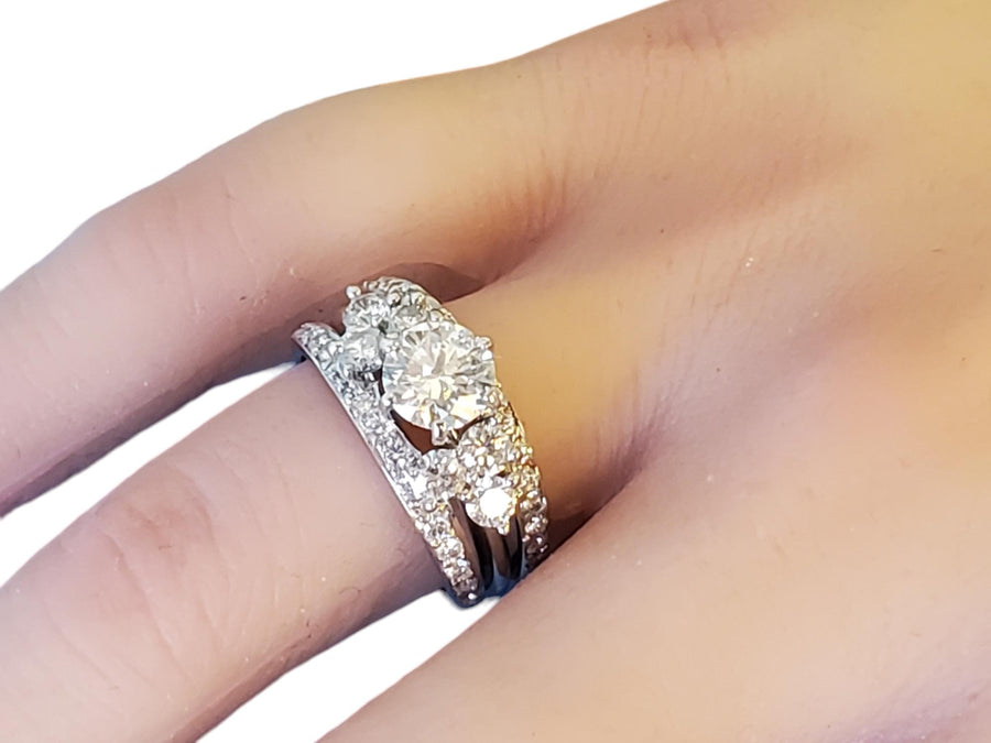 Estate 14k 1.84tcw Engagement Rind with Wedding Bands