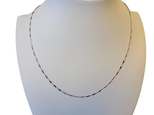 Vintage 14k Chain White Gold Stamped Link and Bar Pattern Minimalistic Necklace