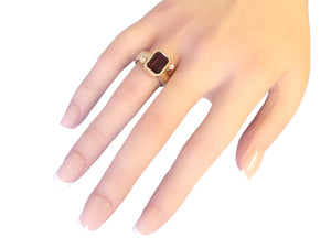 Estate Custom 14k Yellow Gold Garnet Ring 10x8mm Center with Diamonds