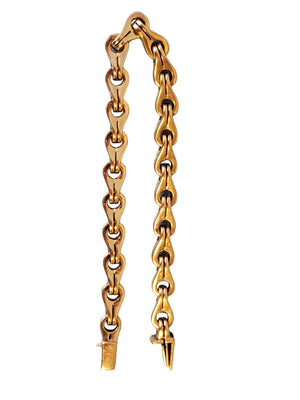 Estate 18k Yellow Gold Men's Chain Bracelet Falco High End Falco Style Heavy 9"