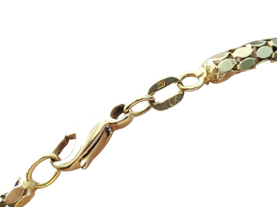 14k Yellow Gold Bracelet Articulated Box Chain 7"