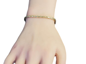 14k Yellow Gold Bracelet Articulated Box Chain 7"