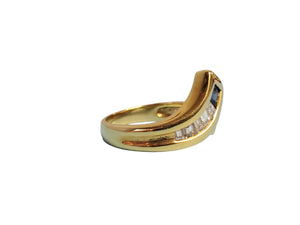 Sapphire Designer Ring 18k Yellow Gold White VS Diamonds - Joseph Diamonds