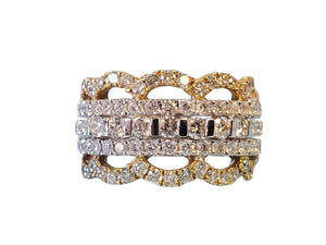 Signed JC Designer 18k Diamond Band Two Tone 1.74tcw White VS Diamonds New Close - Joseph Diamonds