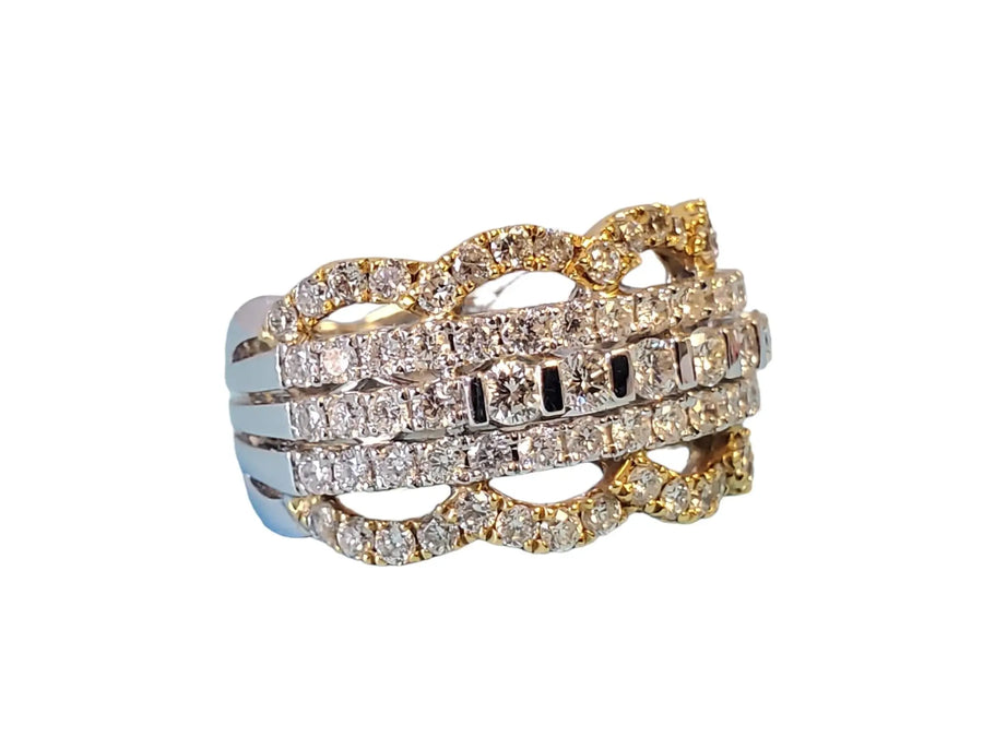 Signed JC Designer 18k Diamond Band Two Tone 1.74tcw White VS Diamonds New Close - Joseph Diamonds