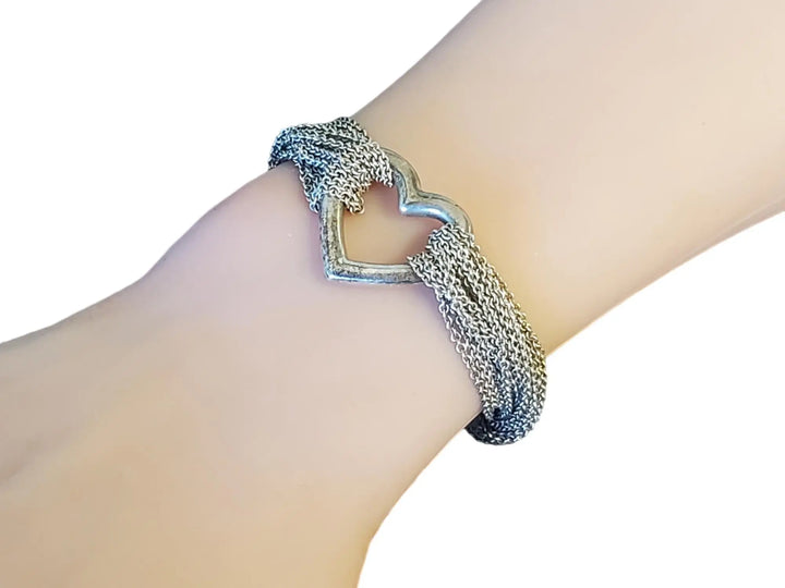 Tiffany & Co Mesh Toggle Bracelet Sterling Silver Heart Classic - Joseph Diamonds