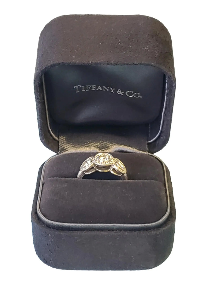 Tiffany & Co. Circlet Ring of Diamonds 3 Stone Halo Platinum .55tcw - Joseph Diamonds
