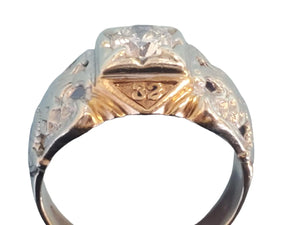 Vintage 10K Masonic Ring 1.05ct Round Diamond signed Gothic 32nd Degree