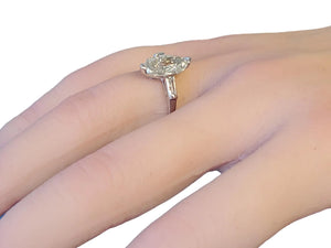 Vintage 2.60tcw Old Marquise Cut Platinum Engagement Diamond Ring
